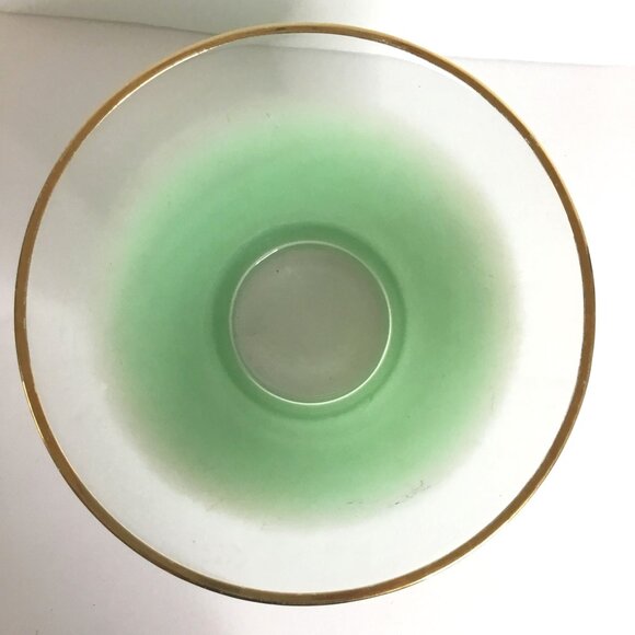 VTG BLENDO Green Ombre Glass Bowl 11" Gold Rim Midcentury Modern Tapered MCM - Picture 3 of 13